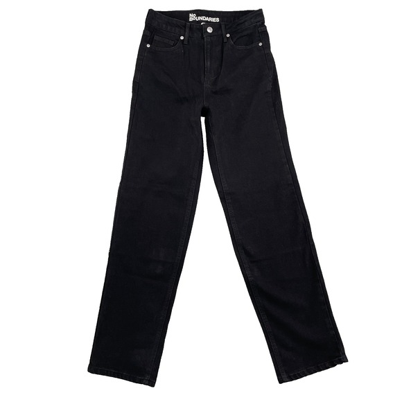 No Boundaries Jeans Women's 2 Black Straight Classic 90's Academia Grunge Basics - Picture 1 of 11